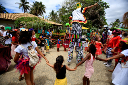 salvador, bahia / brazil - october 15, 2017: stilt circus performer seen during a performance at the Matropolitano Park in Pituacu in the city of Salvador.のeditorial素材