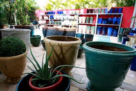 salvador, bahia / brazil - december 26, 2014: Vietnamese vases (Vietnam) on display in a store in the city of Salvador.のeditorial素材