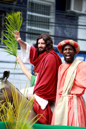 salvador, bahia / brazil - march 29, 2015: actor makes representation of Jesus Christ during the...