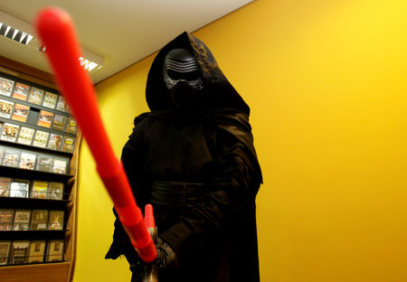 salvador, bahia, brazil - december 15, 2015: Star Wars fans celebrate their characters' fantasies during the release of episode VII - The Force Awakens in Salvador.のeditorial素材