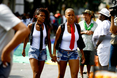 salvador, bahia / brazil - september 8, 2013: people are seen during gay parade in the Campo Grande neighborhood in the city of Salvador.のeditorial素材