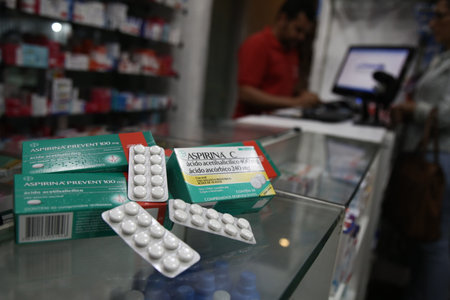 salvador, bahia / brazil - september 22, 2017: Aspirin tablet are seen in pharmacy of Salvador city.のeditorial素材