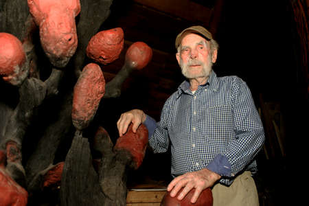 nova vicosa, bahia / brazil - September 3, 2009: Frans Krajcberg, artist and environmentalist, is seen at Sitio Natura in the city of Nova Vicosa.のeditorial素材