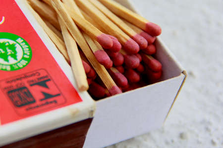 salvador, bahia / brazil - november 7, 2013: box with matchsticks are seen in kitchen in the city of Salvador.のeditorial素材