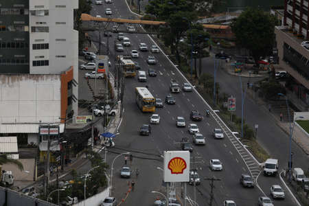 salvador, bahia / brazil - october 1, 2019: Aerial view of Avenida Tnacredo Neves, business center of Salvador.のeditorial素材