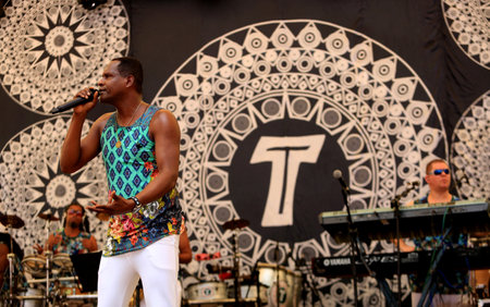 salvador, bahia / brazil - august 7, 2016: Tatau, vocalist of the band Araketu is seen during...