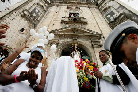 salvador, bahia / brazil - december 8, 2012: people participate in religious precision through the...