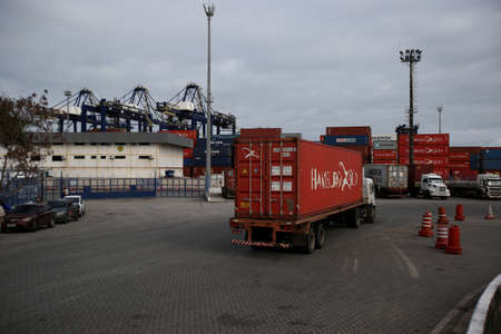 salvador, bahia, brazil - october 4, 2017: view of the container terminal of the port of Salvador