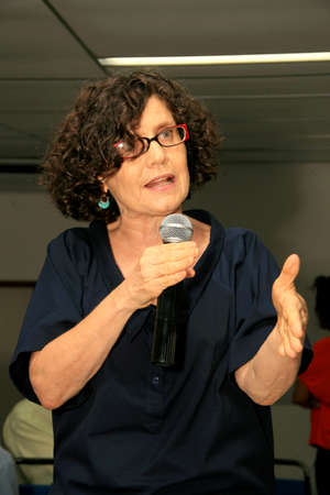 eunapolis, bahia, brazil - february 3, 2009: Bete Wagner, political activist is seen during a presentation in the city of Eunapolis.のeditorial素材