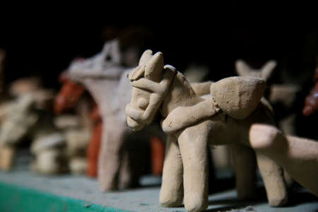 salvador, bahia, brazil - june 28, 2021: pieces made of clay in pottery are seen for sale at the Sao Joaquim fair in the city of Salvador.のeditorial素材