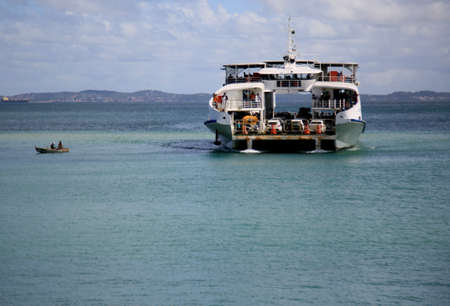 salvador, bahia, brazil - june 28, 2021: Ferry Boat Anna Nery seen during approach to Terminal de Sao Joaquim in Salvador city, after crossing Todos os Santos Bay.のeditorial素材