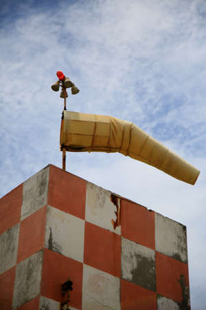 salvador, bahia, brazil - january 11, 2021: windsock is seen on a helipad in the Armacao...