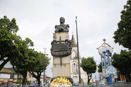 Salvador, Bahia, Brazil - July 2, 2021: Statue of General Pierre Labatut, or Pedro Labatut, seen in the city of Salvador. He organized the so-called Pacifying Army during Bahia's independence.のeditorial素材