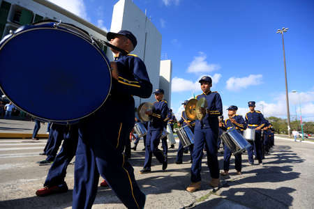 salvador, bahia, brazil - october 14, 2016: Members of the Bahia State Public School's fanfare is...