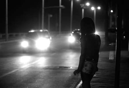 salvador, bahia, brazil - ctober 2, 2015: Transvestite is seen on the working street as a prostitute in the city of Salvador.のeditorial素材
