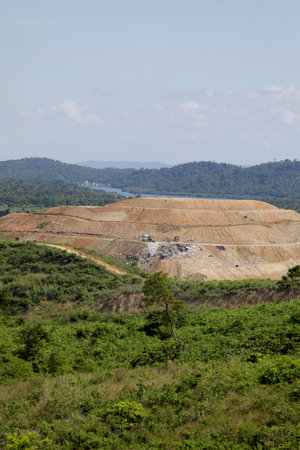 sao francisco do conde, bahia, brazil - april 29, 2019: view of the Solvi landfill in the municipality of Sao Francisco do Conde.のeditorial素材