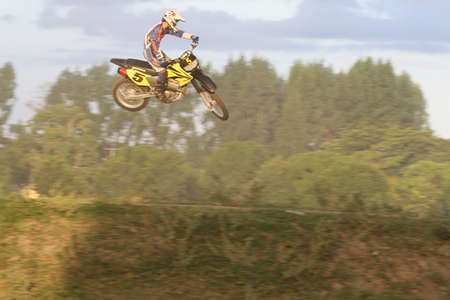 eunapolis, bahia, brazil - april 3, 2008: motorcyclist during motocross training at a testing ground in the city of eunapolis.のeditorial素材