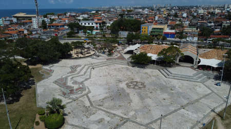 Salvador, Bahia, Brazil - September 16, 2021: aerial view of Lagoa do Abaete, in the neighborhood of Itapua in the city of Salvador. The lake is located in the Metropolitan Park of Abaete.のeditorial素材