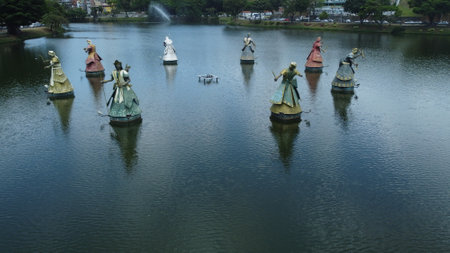 salvador, bahia, brazil - october 19, 2021: Sculptures of orixas - Candoble deities - are seen in the waters of the Itororo Dike in the city of Salvador.のeditorial素材