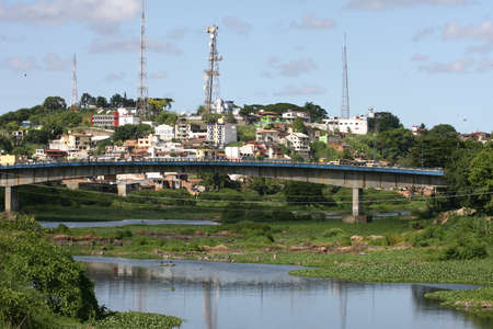itabuna, bahia, brazil - March 2, 2012: Water vegetation is seen in the bed of the Waterfall river...