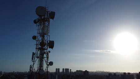 salvador, bahia, brazil - november 20, 2021: mobile phone and telecommunication tower in the cabula...