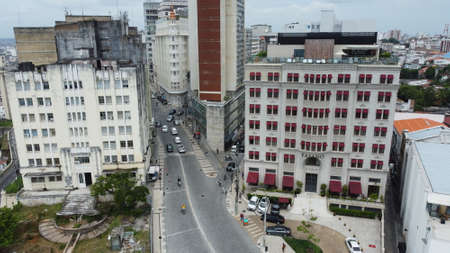 Salvador, Bahia, Brazil - December 2, 2021: Aerial view of the Castro Alves square in the city of Salvador. The place is a stage for the city's carnival, as well as the Hotel Fasano.のeditorial素材