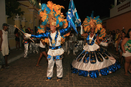 caravelas, bahia, brazil - february 22, 2009: Parade of the Irmaos Portela Samba School during the carnival of the city of Caravelas.のeditorial素材
