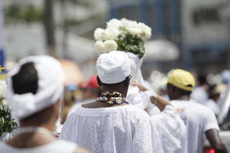 salvador, bahia, brazil - january 15, 2015: devotees of Senhor do Bonfim during procession to the church in the city of Salvadorのeditorial素材