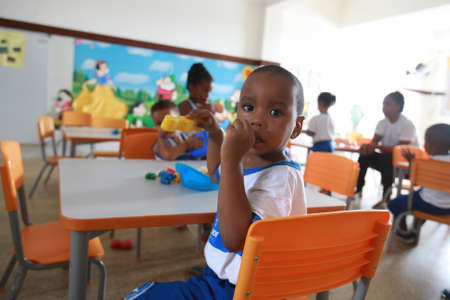 Salvador, Bahia, Brazil - May 19, 2016: Student Children and a Public Day Care Center in the City of Salvador.のeditorial素材