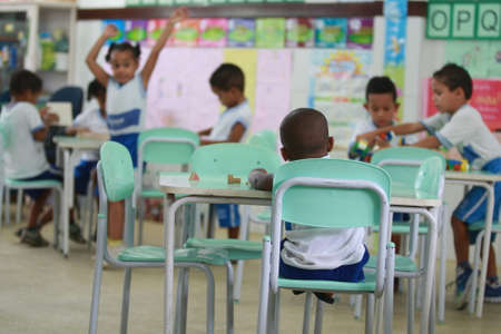 Salvador, Bahia, Brazil - May 19, 2016: Student Children and a Public Day Care Center in the City of Salvador.のeditorial素材