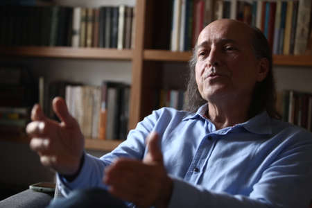 salvador, bahia, brazil - october 5, 2017: Naomar Monteiro de Almeida Filho, former dean of the Federal University of Southern Bahia is seen in the city of Salvador.のeditorial素材