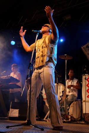 salvador, bahia, brazil - october 11, 2007: the singer Pierre Onasis during a presentation at the...