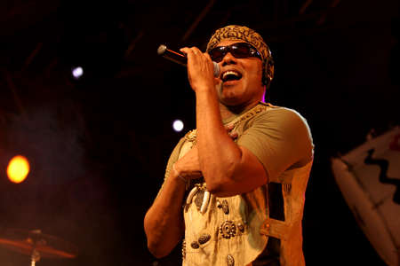 salvador, bahia, brazil - october 11, 2007: the singer Pierre Onasis during a presentation at the...