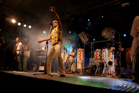 salvador, bahia, brazil - october 11, 2007: the singer Pierre Onasis during a presentation at the...