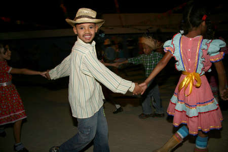 eunapolis, bahia, brazil - june 18, 2008: children from a public school dancing forro quadrial in the city of Eunapolis.のeditorial素材
