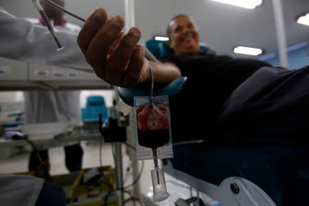 salvador, bahia, brazil - may 81, 2018: human blood donation room at the Emoba blood center in the city of Salvador.のeditorial素材