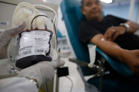 salvador, bahia, brazil - may 81, 2018: human blood donation room at the Emoba blood center in the city of Salvador.のeditorial素材