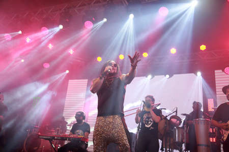 camacari, bahia, brazil - february 26, 2022: singer JauPeri during a performance at a private party...