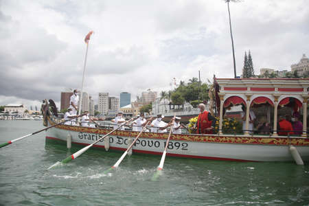 salvador, bahia, brazil - January 1, 2022: image of Bom Jesus dos Navegantes on board the Galoata...
