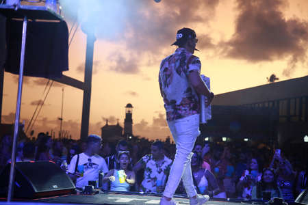 Salvador, Bahia, Brazil - February 27, 2022: band Fooro do Tico performs at a carnival party in the city of Salvador.のeditorial素材