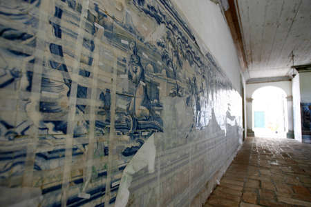 cairu, bahia, brazil - november 3, 2014: area with tiles in the convent of santo antonio in the city of cairu.のeditorial素材