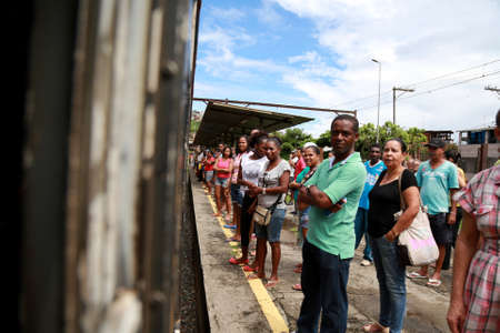 Salvador, Bahia, Brazil - April 3, 2015: people using suburban train in the city of Salvador.