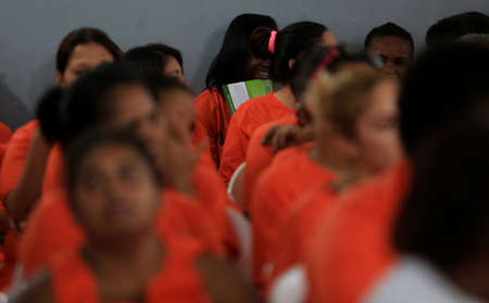 Salvador, Bahia, Brazil - July 25, 2016: women inmates in a female prison unit in the city of Salvador.のeditorial素材