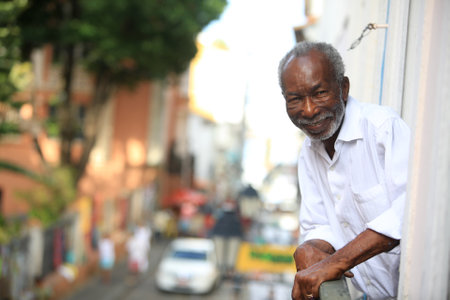 Salvador, Bahia, Brazil - January 24, 2018: Clarindo Silva, owner of Cantina da Lua restaurant in Pelourinho, historic center of Salvador city.のeditorial素材
