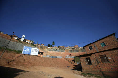 Salvador, Bahia, Brazil - February 16, 2018: construction area on a hillside in the Barro Branco region in the city of Salvador.のeditorial素材