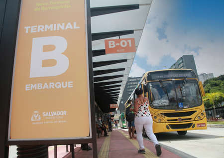 Salvador, Bahia, Brazil - March 3, 2022: View of the Barroquinha Bus Terminal in the city of Salvador.のeditorial素材