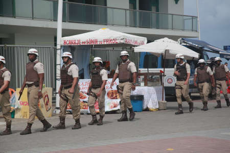 salvador, bahia, brazil - may 1, 2022: agents of the Bahia Military Police during an operation in...