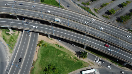 Salvador, Bahia, Brazil - March 28, 2022: aerial view of vehicle traffic along the viaducts of the...