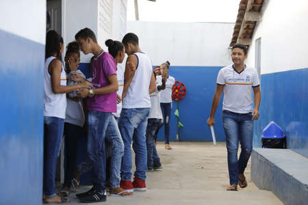 santo antonio de jesus, bahia, brazil - august 7, 2019: Public school student are seen playing...