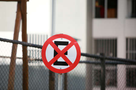 Salvador, Bahia, Brazil - June 12, 2022: traffic sign is prohibited for and parking on a street of a...